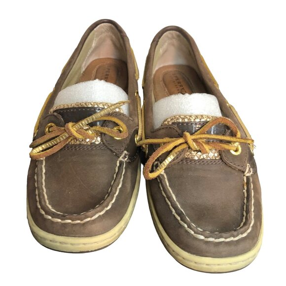 Sperry Women’s Size 5 Top-Sider Boat Shoe Brown/Gold - Picture 2 of 9